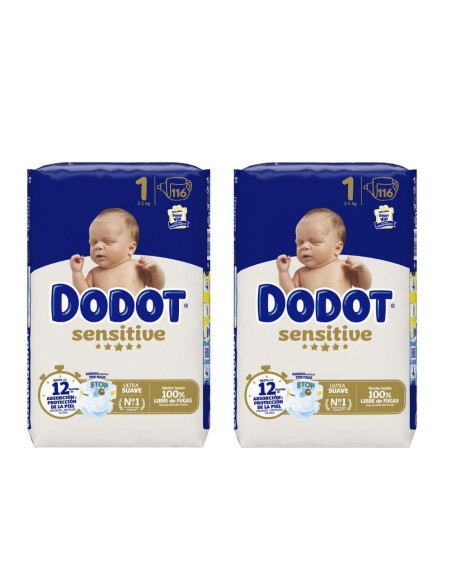 Pack Dodot talla 1 sensitive con 232uds Sensitive: pack ahorro