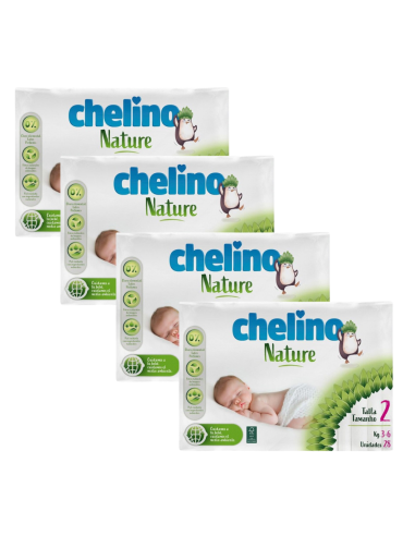 Pack 4 Pañales Chelino Nature T2 (3-6 kg) 112 Uds