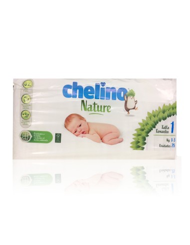 Pack 4 Pañales Chelino Nature Talla 1 (de 1 a 3 kg) - 112 unidades