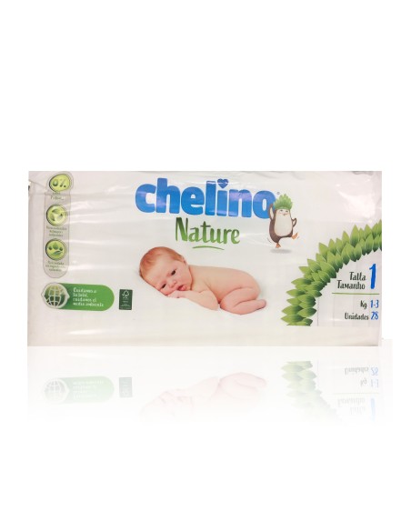 Pack 4 Pañales Chelino Nature Talla 1 (de 1 a 3 kg) - 112 unidades