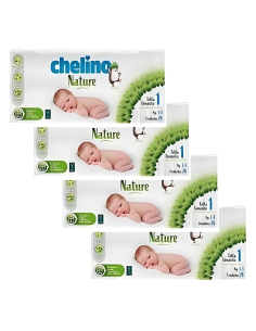 Pack 4 Pañales Chelino Nature Talla 1 (de 1 a 3 kg) - 112 unidades