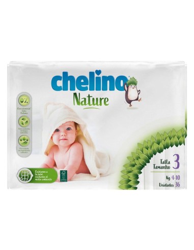 Pack 4 Pañales Chelino Nature T3 - (4-10 kg) - 144 unidades