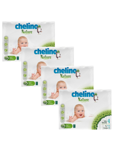Pack 4 Pañales Chelino Nature T4 - (9-15 kg)  136 unidades