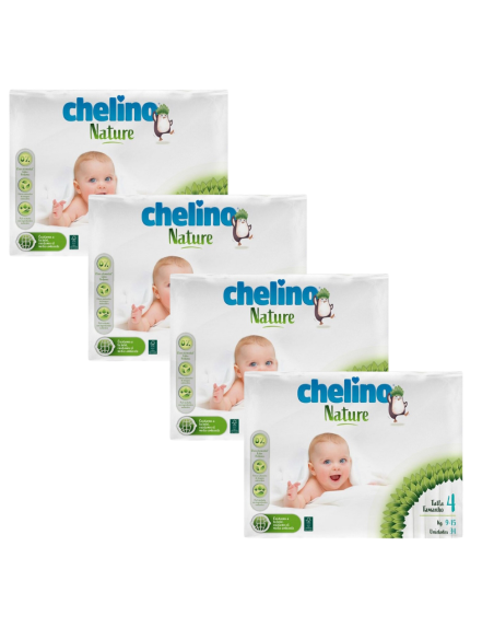 Pack 4 Pañales Chelino Nature T4 - (9-15 kg)  136 unidades