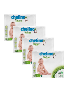 Pack 4 Pañales Chelino Nature T6 (17-28 kg) - 108 unidades