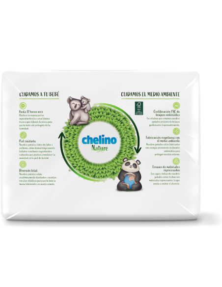 Pack 4 Pañales Chelino Nature T6 (17-28 kg) - 108 unidades
