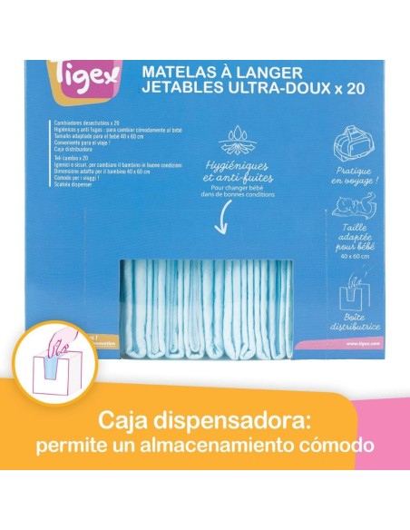 Cambiador desechable 40x50 cm 20 uds. Tigex