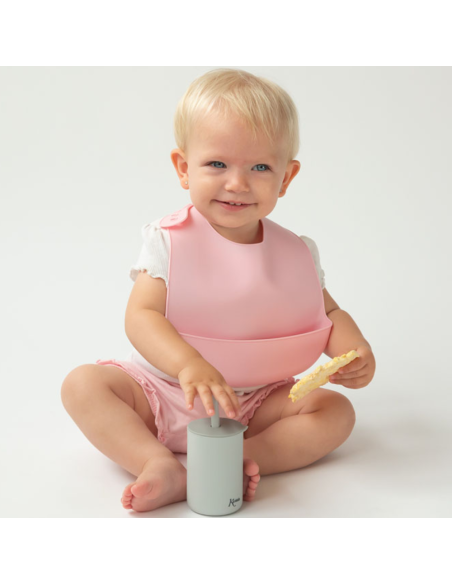 Babero silicona ajustable con bolsillo fácil limpieza y enrollable +4m kiokids