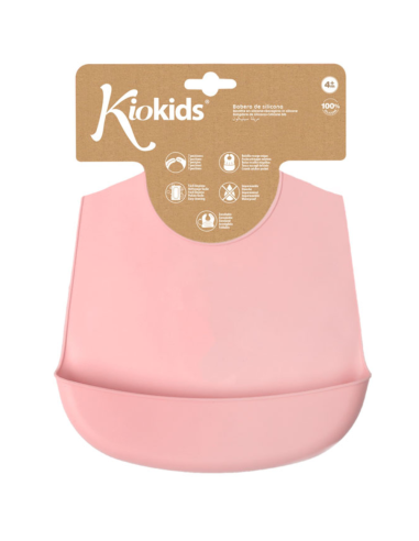 Babero silicona ajustable con bolsillo fácil limpieza y enrollable +4m kiokids