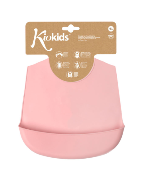 Babero silicona ajustable con bolsillo fácil limpieza y enrollable +4m kiokids