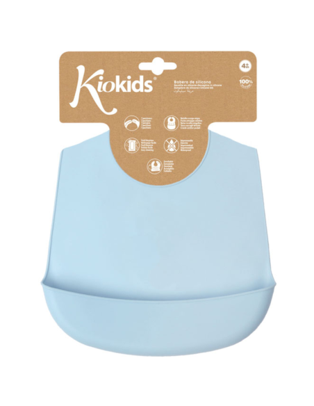 Babero silicona ajustable con bolsillo fácil limpieza y enrollable +4m kiokids