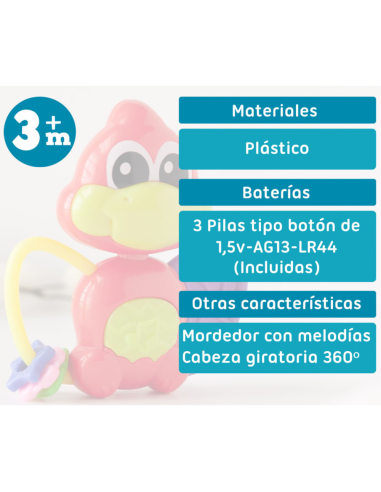 Mordedor musical dinosaurio 3M+ Kiokids