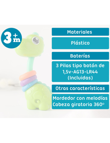 Mordedor musical dinosaurio 3M+ Kiokids