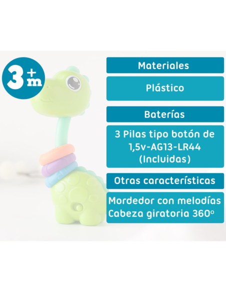 Mordedor musical dinosaurio 3M+ Kiokids
