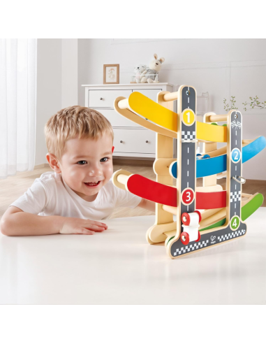 Circuito Coches de Carreras de Madera +18M Hape | Nappy.es