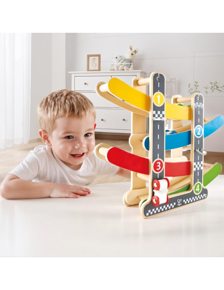 Circuito Coches de Carreras de Madera +18M Hape | Nappy.es