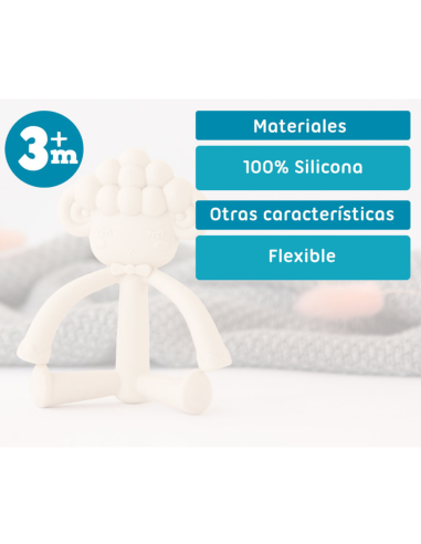 Mordedor de silicona ovejita blanca Kiokids