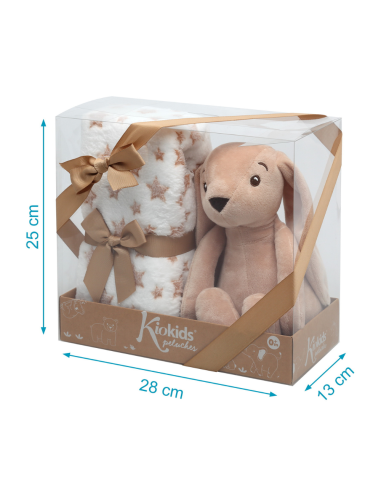 Peluche conejo verde con mantita | Kiokids - Nappy.es