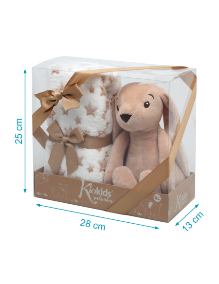 Peluche conejo verde con mantita | Kiokids - Nappy.es