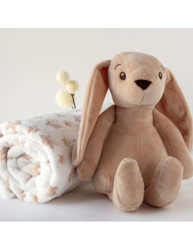 Peluche conejo verde con mantita | Kiokids - Nappy.es