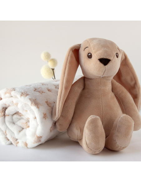 Peluche conejo verde con mantita | Kiokids - Nappy.es