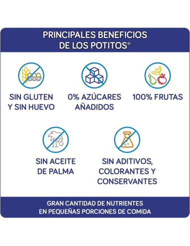 Pack 6 uds. Potitos Manzana, Naranja y Plátano con Galleta 120g +4M Nutribén