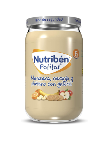Potito manzana, naranja y plátano con galleta | Nutribén - Nappy.es