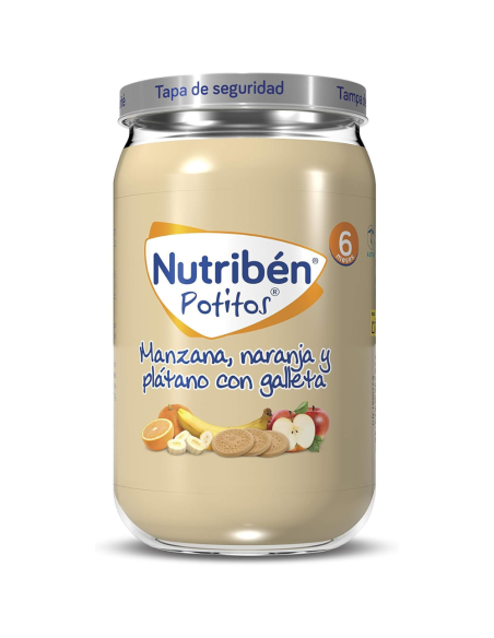 Potito manzana, naranja y plátano con galleta | Nutribén - Nappy.es