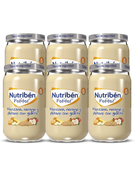 Potito manzana, naranja y plátano con galleta | Nutribén - Nappy.es