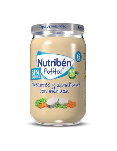 Oferta 6 potitos suprema merluza, zanahoria y guisantes Nutribén