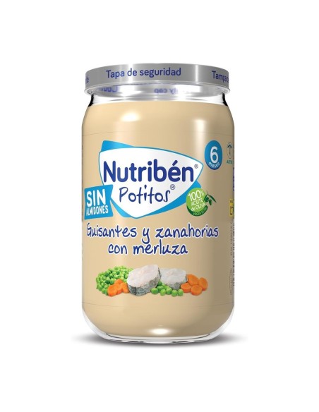 Oferta 6 potitos suprema merluza, zanahoria y guisantes Nutribén