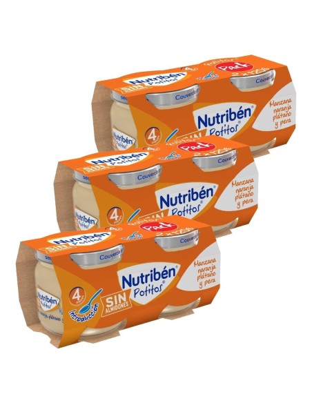 Oferta 6 Bipack potitos manzana, naranja, plátano y pera Nutribén