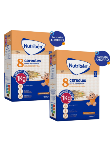 Oferta Pack 2 uds Papilla 8 cereales miel1000g. +6M Nutriben