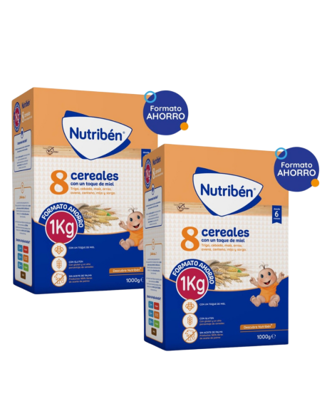 Oferta Pack 2 uds Papilla 8 cereales miel1000g. +6M Nutriben