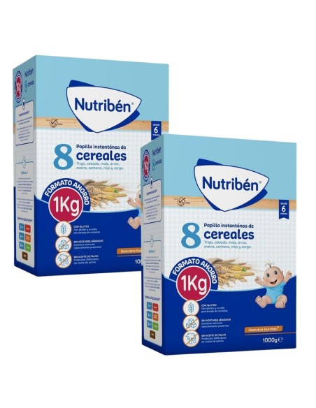 Oferta Pack 2 uds. Papilla 8 cereales 1000g. +6M Nutriben