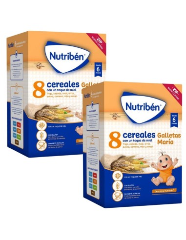 papilla-8-cereales-miel-galletas-maria-nutriben-1.jpg – Vista frontal del envase.