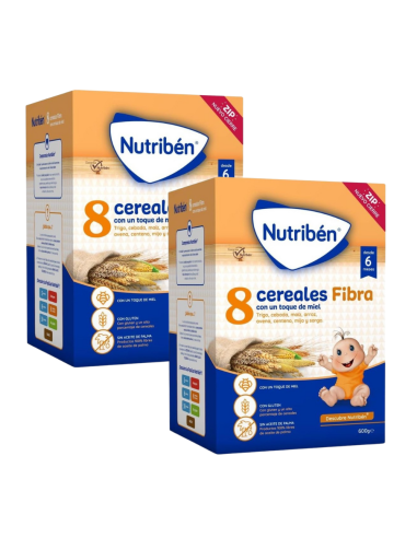 pack-2-papilla-8-cereales-miel-fibra-nutriben-1.jpg – Vista frontal del pack doble.