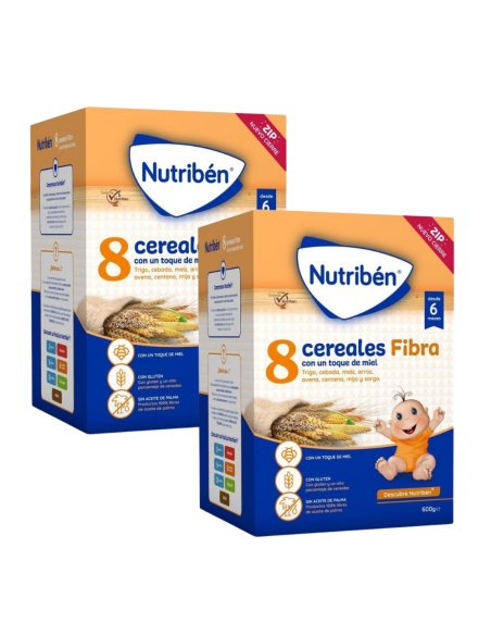 pack-2-papilla-8-cereales-miel-fibra-nutriben-1.jpg – Vista frontal del pack doble.