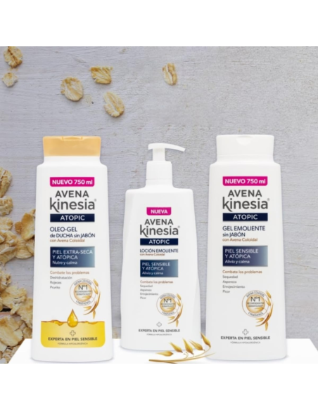 Kinesia Gel de Ducha Atopic Avena 750 ml – Higiene Suave para Pieles Atópicas