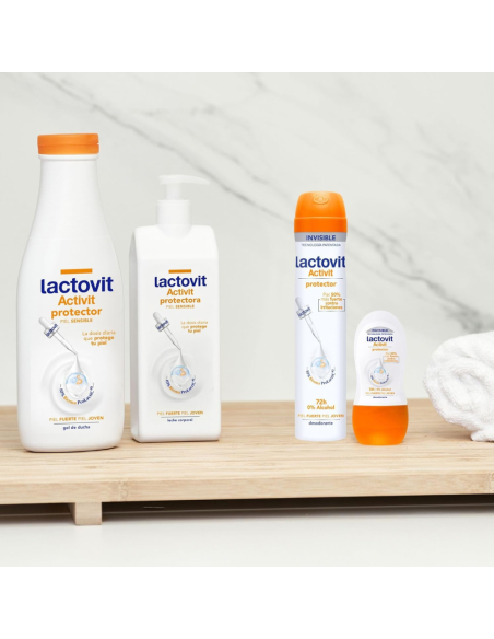 lactovit-gel-bano-protector-activit-550ml-5.jpg – Imagen del envase trasero con ingredientes y modo de uso.