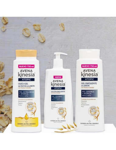 kinesia-oleogel-ducha-avena-750ml-6.jpg – Vista frontal Oleogel de Ducha Kinesia Avena 750 ml.