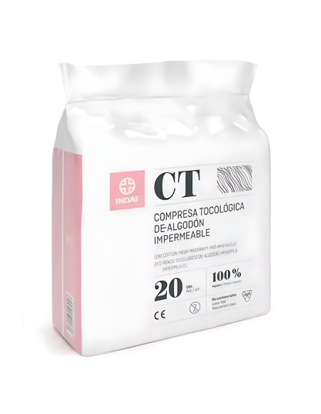 Compresa tocológica de algodón impermeable 20 uds Indas