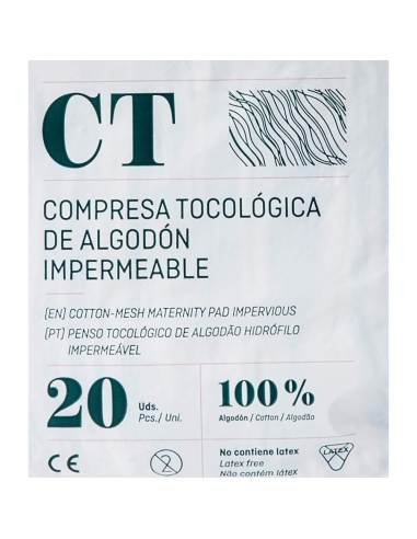 Compresa tocológica de algodón impermeable 20 uds Indas