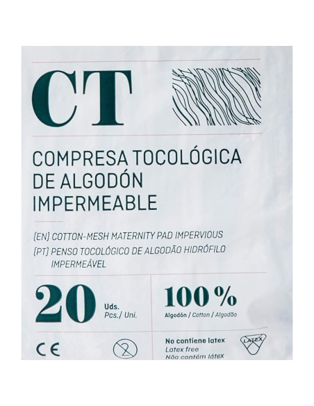 Compresa tocológica de algodón impermeable 20 uds Indas