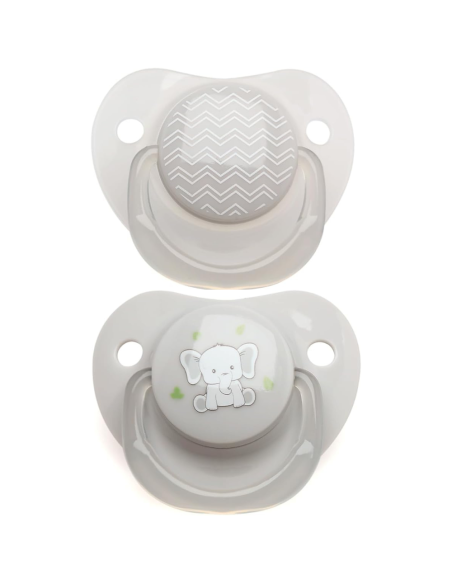 Pack 2 chupetes tetina ortodónticos 0-6 M silicona elefante KioKids