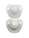 Pack 2 chupetes tetina ortodónticos 0-6 M silicona elefante KioKids
