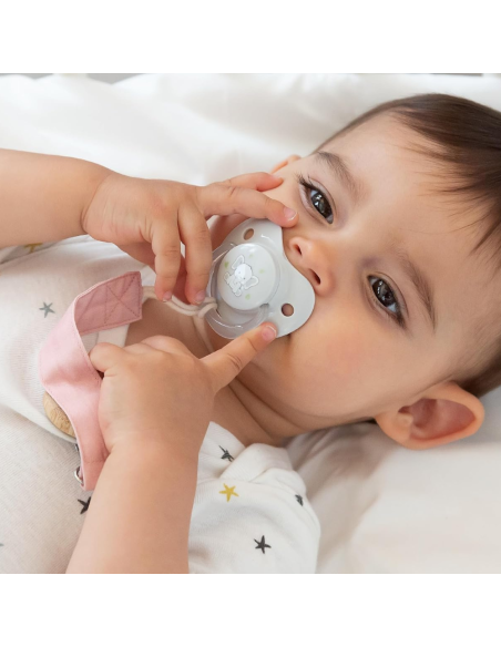 Pack 2 chupetes tetina ortodónticos 0-6 M silicona elefante KioKids