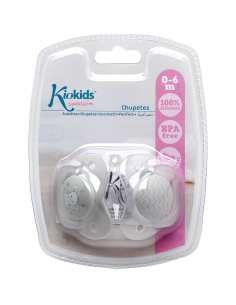 Pack 2 chupetes tetina ortodónticos 0-6 M silicona elefante KioKids 2