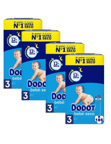 Dodot Bebé-Seco Talla 3 (744 uds) - Pack 4 Cajas | Nappy
