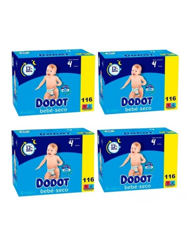 Pack 4 paquetes Dodot talla 4 bebe seco | Dodot - Nappy.es